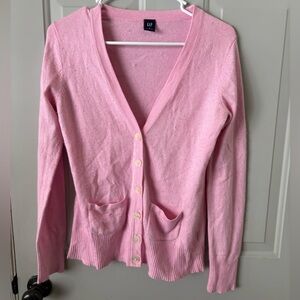 Spring 2006 Cotton and Wool Blend GAP Pink Button-Up Cardigan
